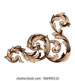 Vintage Baroque Corner Scroll Ornament Engraving Stock Vector (Royalty ...