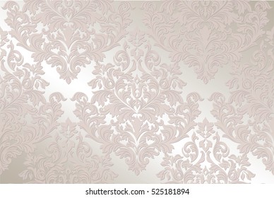 Vintage Baroque damask delicate pattern Imperial style. Vector decor background. Luxury Classic ornament. Royal Victorian texture for wallpapers, textile, fabric. Pink Rose quartz color