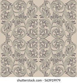Vintage Baroque damask floral pattern acanthus Imperial style. Vector decor background. Luxury Classic ornament. Royal Victorian texture for wallpapers, textile, fabric. Taupe nude color