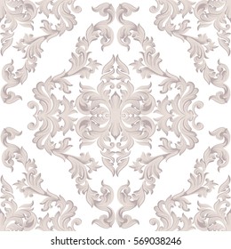Vintage Baroque damask floral pattern Exclusive style. Vector Luxury Classic ornament background. Royal Victorian texture for textile, fabric,wrapping paper. Rose pink color