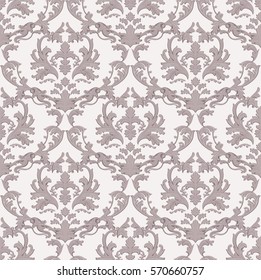 Vintage Baroque damask floral pattern acanthus Imperial style. Vector decor background. Luxury Classic ornament. Royal Victorian texture for wallpapers, textile, fabric. Taupe color