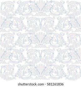 Vintage Baroque damask floral pattern acanthus Imperial style. Vector decor background. Luxury Classic ornament. Royal Victorian texture for wallpapers, textile, fabric. Blue color