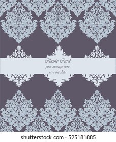 Vintage Baroque damask pattern Imperial style. Vector decor background. Luxury Classic ornament. Royal Victorian texture for wallpapers, textile, fabric. Grey color