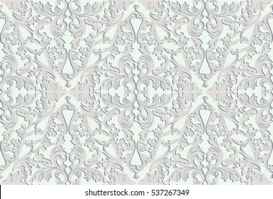 Vintage Baroque damask pattern Imperial style. Vector decor background. Luxury Classic ornament. Royal Victorian texture for wallpapers, textile, fabric. Grey color