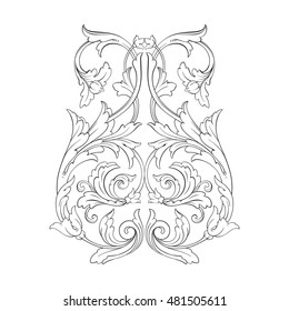 Vintage baroque element ornament. Retro pattern antique style acanthus. Decorative design element filigree calligraphy vector. Cut laser template.