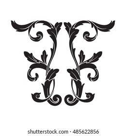 Vintage baroque element ornament. Retro pattern antique style acanthus. Decorative design element filigree calligraphy vector.