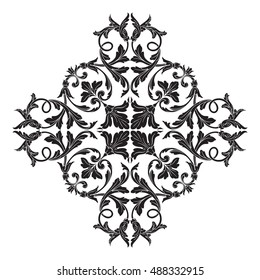 Vintage baroque element ornament. Retro pattern antique style acanthus. Decorative design element filigree calligraphy vector.