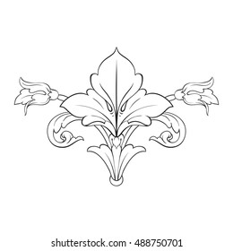 Vintage baroque element ornament. Retro pattern antique style acanthus. Decorative design element filigree calligraphy vector.