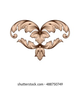 Vintage baroque element ornament. Retro pattern antique style acanthus. Decorative design element filigree calligraphy vector.