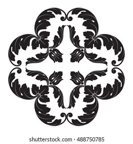 Vintage baroque element ornament. Retro pattern antique style acanthus. Decorative design element filigree calligraphy vector.