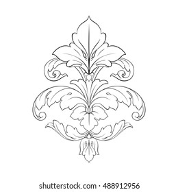 Vintage baroque element ornament. Retro pattern antique style acanthus. Decorative design element filigree calligraphy vector.