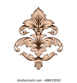 Vintage baroque element ornament. Retro pattern antique style acanthus. Decorative design element filigree calligraphy vector.