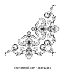 Vintage baroque element ornament. Retro pattern antique style acanthus. Decorative design element filigree calligraphy vector.
