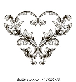 Vintage baroque element ornament. Retro pattern antique style acanthus. Decorative design element filigree calligraphy vector.