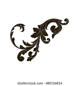 Vintage baroque element ornament. Retro pattern antique style acanthus. Decorative design element filigree calligraphy vector.
