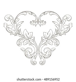 Vintage baroque element ornament. Retro pattern antique style acanthus. Decorative design element filigree calligraphy vector.