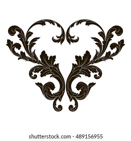 Vintage baroque element ornament. Retro pattern antique style acanthus. Decorative design element filigree calligraphy vector.