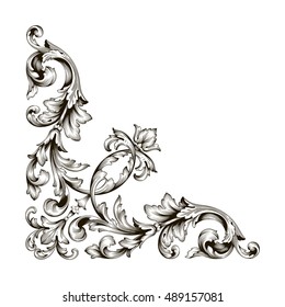 Vintage baroque element ornament. Retro pattern antique style acanthus. Decorative design element filigree calligraphy vector.