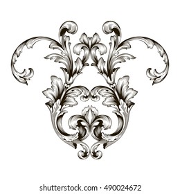 Vintage baroque element ornament. Retro pattern antique style acanthus. Decorative design element filigree calligraphy vector.