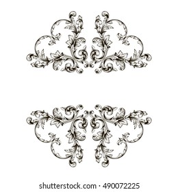 Vintage baroque element ornament. Retro pattern antique style acanthus. Decorative design element filigree calligraphy vector.