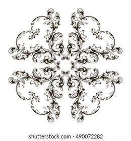 Vintage baroque element ornament. Retro pattern antique style acanthus. Decorative design element filigree calligraphy vector.