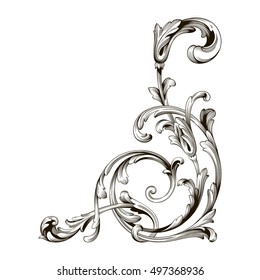 Vintage baroque element ornament retro pattern antique style acanthus. Decorative design element filigree calligraphy vector. You can use for wedding decoration of greeting card and laser cutting