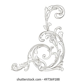 Vintage baroque element ornament retro pattern antique style acanthus. Decorative design element filigree calligraphy vector. You can use for wedding decoration of greeting card and laser cutting