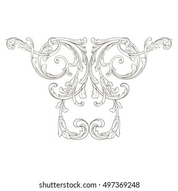Vintage baroque element ornament retro pattern antique style acanthus. Decorative design element filigree calligraphy vector. You can use for wedding decoration of greeting card and laser cutting
