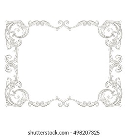 Vintage baroque element ornament retro pattern antique style acanthus. Decorative design element filigree calligraphy vector. You can use for wedding decoration of greeting card and laser cutting