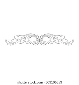 Vintage baroque element ornament retro pattern antique style acanthus. Decorative design element filigree calligraphy vector. You can use for wedding decoration of greeting card and laser cutting
