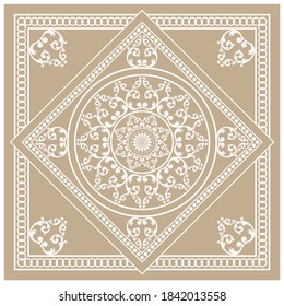 Vintage baroque elements with chain pattern.Vector patch for print,fabric,silk scarf design.