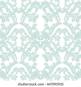 Vintage Baroque floral Damask pattern Vector. Luxury Classic ornament, Royal Victorian texture for wallpapers, textile, fabric. Opal blue color