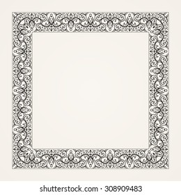 Vintage baroque floral frame. Vector baroque illustration