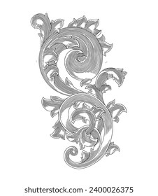  Vintage Baroque Floral ornament frame scroll engraving design illustration