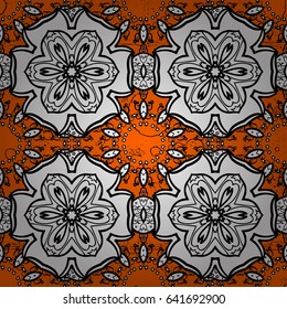 Vintage baroque floral pattern in over orange. Element on orange background. Ornate vector decoration. Luxury, royal and Victorian concept.