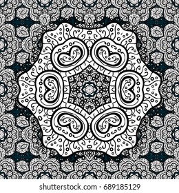 Vintage baroque floral pattern in over white. Luxury, royal and Victorian concept. Element on blue background. Ornate vector decoration.