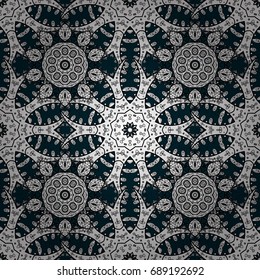 Vintage baroque floral pattern in over white. Luxury, royal and Victorian concept. Element on blue background. Ornate vector decoration.