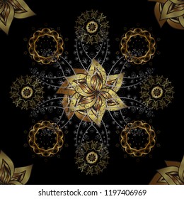 Vintage baroque floral seamless pattern in gold over black, gray and brown. Golden element on black, gray and brown colors. Luxury, royal and Victorian concept. Ornate vector decoration.
