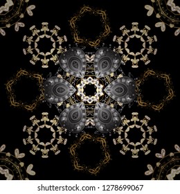 Vintage baroque floral seamless pattern in gold over gray and black. Luxury, royal and Victorian concept. Golden element on gray and black colors. Ornate vector decoration.