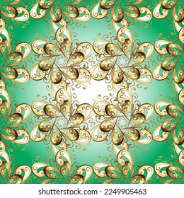 Vintage baroque floral seamless pattern in gold over colors. Ornate vector decoration. Luxury, royal and Victorian concept. Golden element on colors.