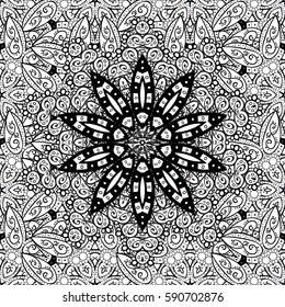Vintage baroque floral seamless pattern in white over blue. Ornate vector decoration. Luxury, royal and Victorian concept. Golden element on blue background.