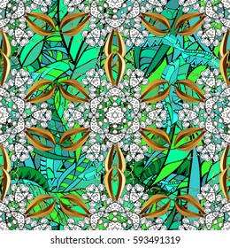 Vintage baroque floral seamless pattern in gold over. Ornate vector decoration. Luxury, royal and Victorian concept. Golden element on background.