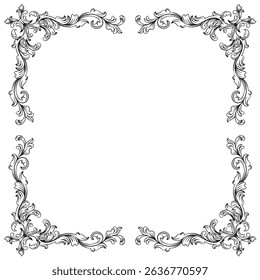 vintage baroque frame border with floral ornament