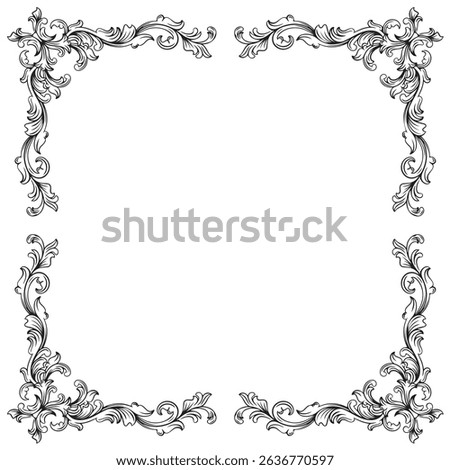 vintage baroque frame border with floral ornament