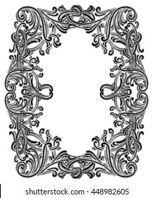 Vintage baroque  frame consisting of Victorian vignettes and Damask ornament, ornate swirl decorative design element, for wedding invitations, diplomas, book design