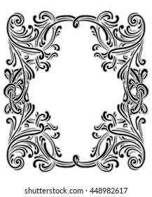 Vintage baroque  frame consisting of Victorian vignettes and Damask ornament, ornate swirl decorative design element, for wedding invitations, diplomas, book design