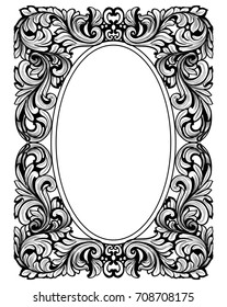 Vintage baroque frame decor. Detailed ornament vector illustration graphic line art