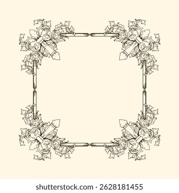 vintage baroque frame with flora engraving ornament