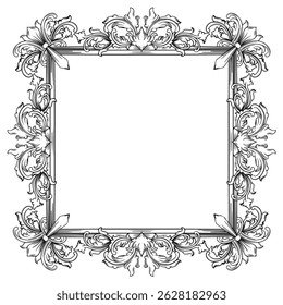 vintage baroque frame with flora engraving ornament