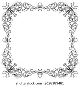 vintage baroque frame with flora engraving ornament